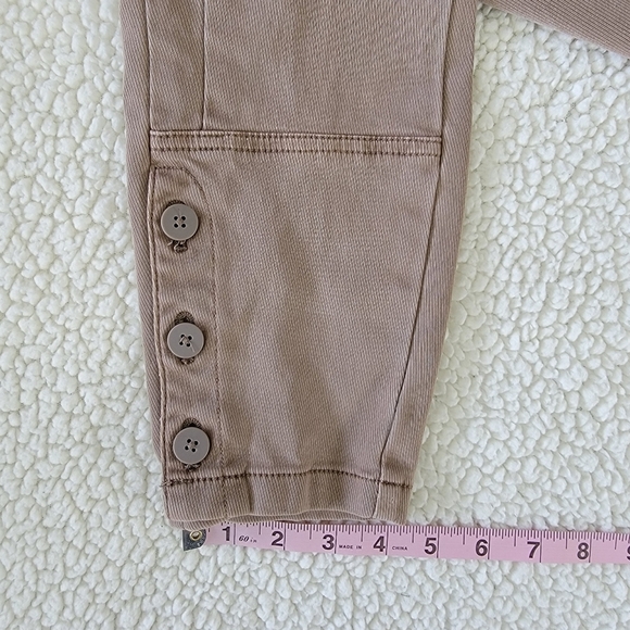 Anthropologie Ona Skinny Leg Utility Pants Cropped Button Ankle Tan Size 27 - Picture 15 of 16